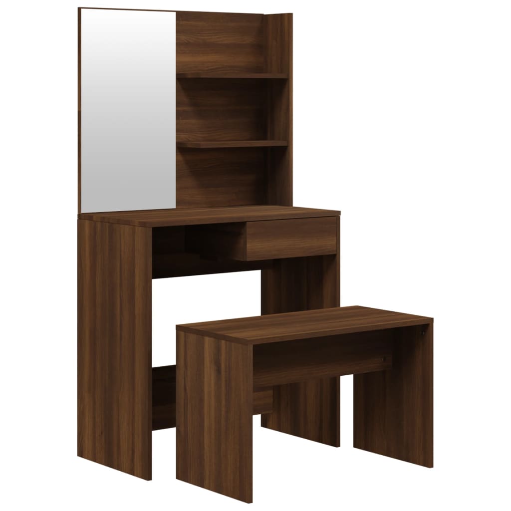 Sminkebordsett Brun Eik 74,5X40X141 Cm