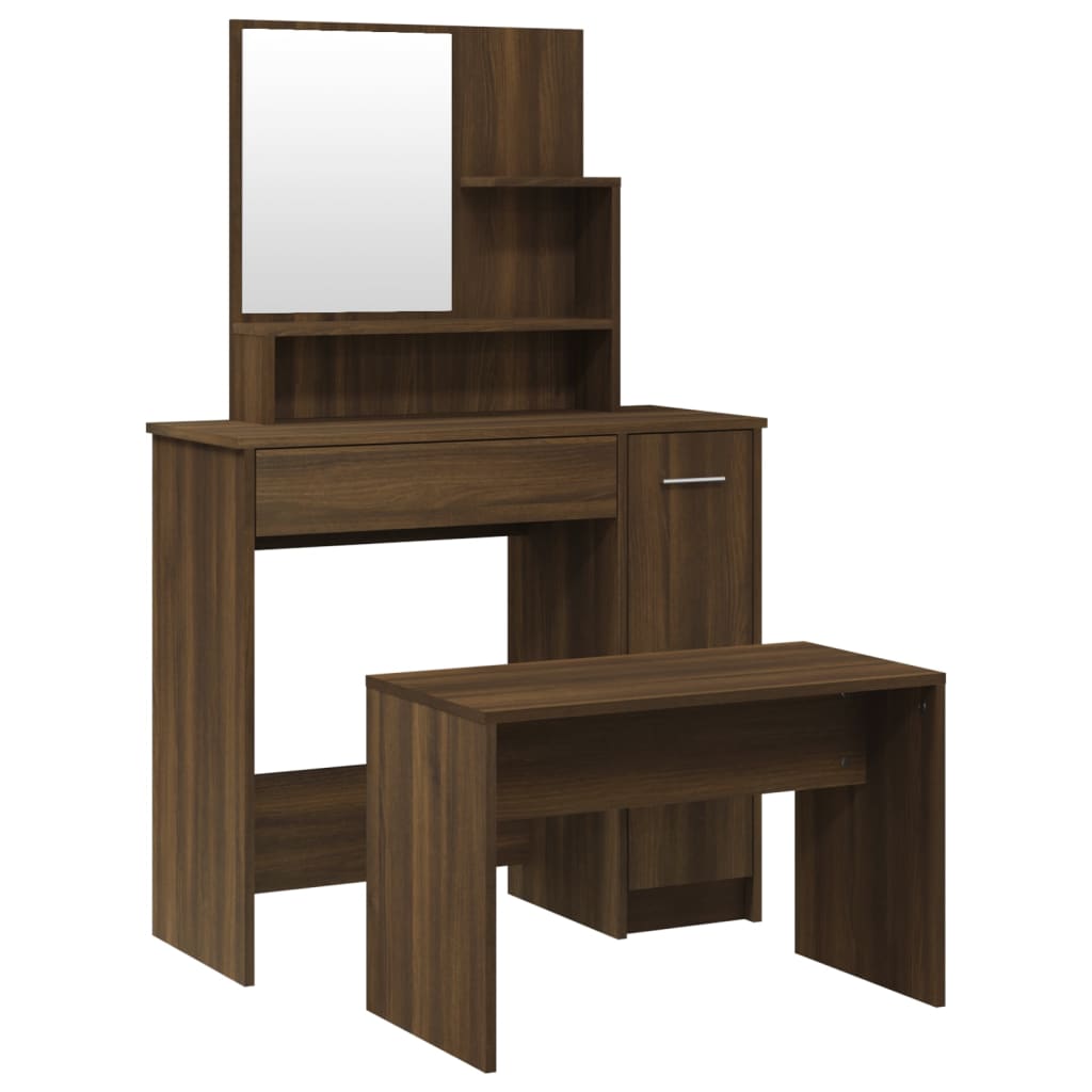 Sminkebordsett Brun Eik86,5X35X136 Cm