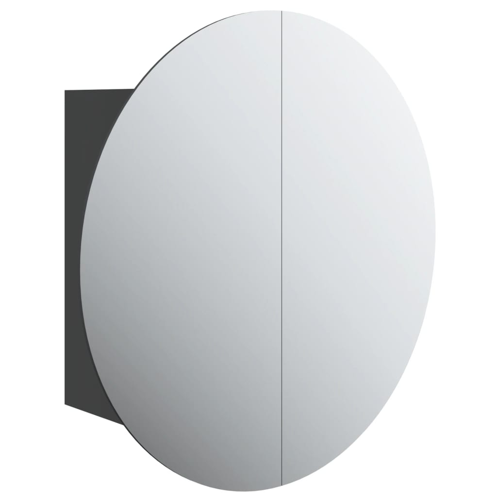 Baderomsskap Med Rundt Speil Og Led Svart 47X47X17,5 Cm