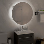 Baderomsskap Med Rundt Speil Og Led Svart 47X47X17,5 Cm