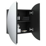 Baderomsskap Med Rundt Speil Og Led Svart 47X47X17,5 Cm