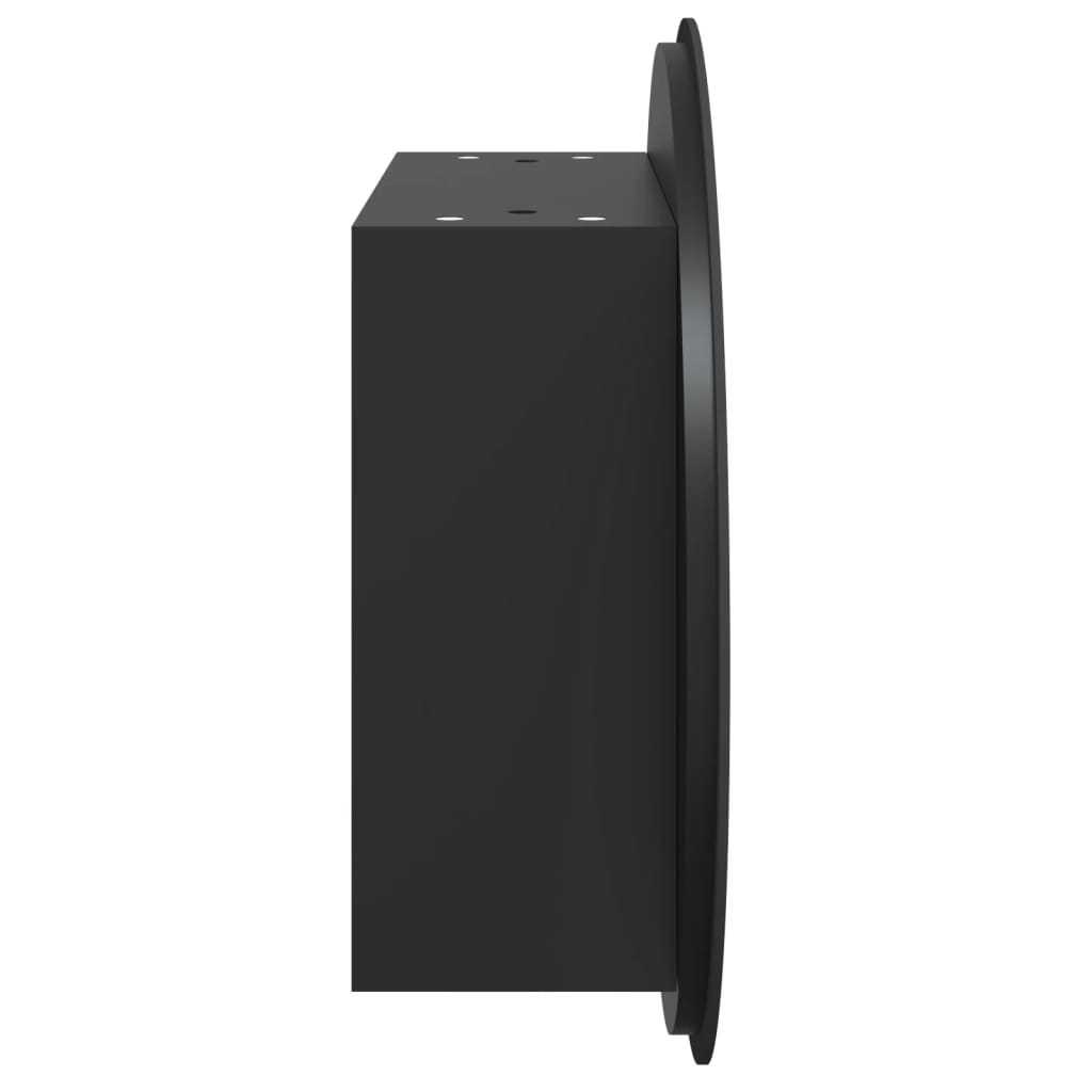 Baderomsskap Med Rundt Speil Og Led Svart 47X47X17,5 Cm
