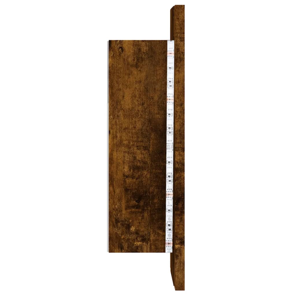 Speilskap Med Led Røkt Eik 40X12X45 Cm Konstruert Tre