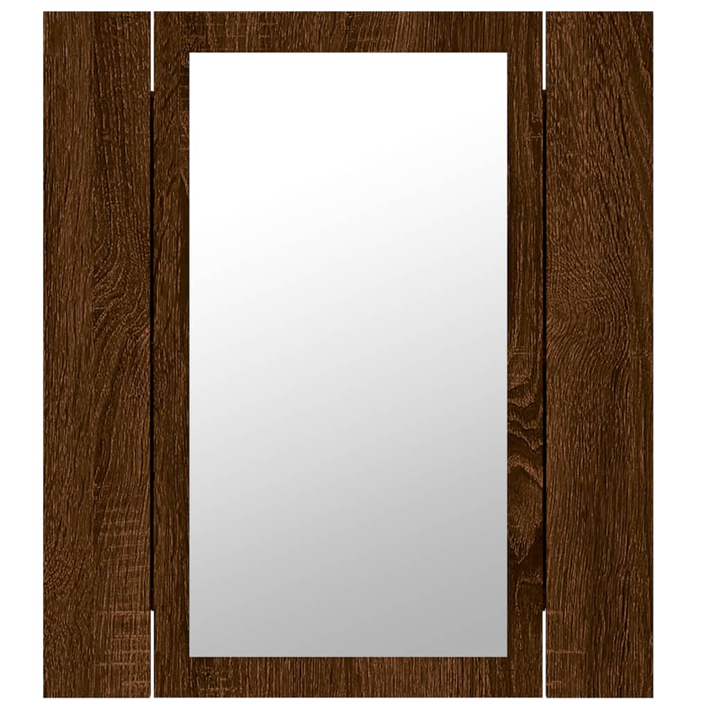 Speilskap Med Led Brun Eik 40X12X45 Cm Konstruert Tre