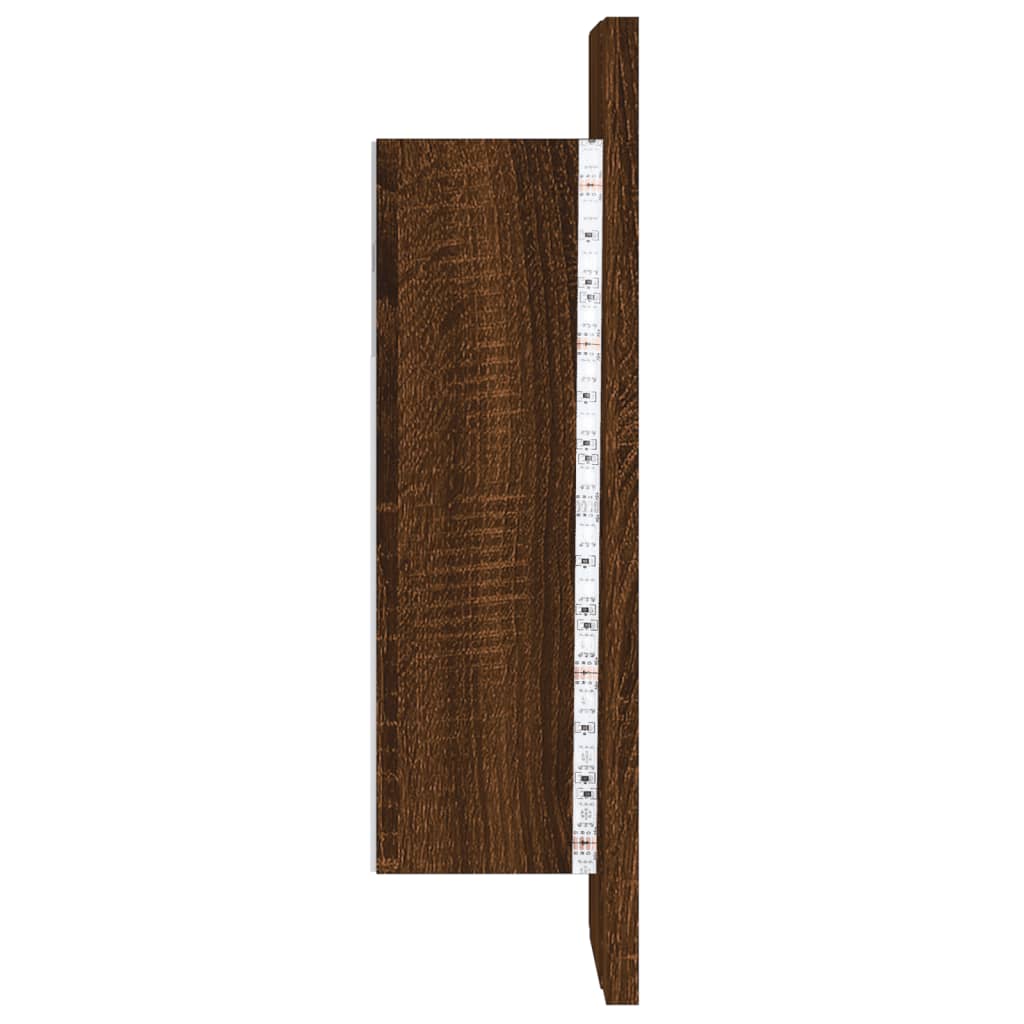 Speilskap Med Led Brun Eik 40X12X45 Cm Konstruert Tre