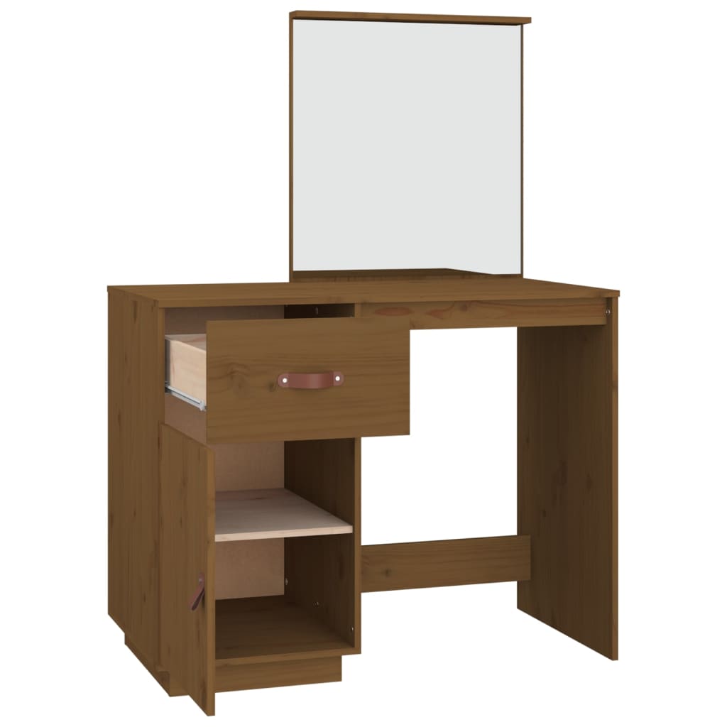 Sminkebord Honningbrun 95X50X134 Cm Heltre Furu