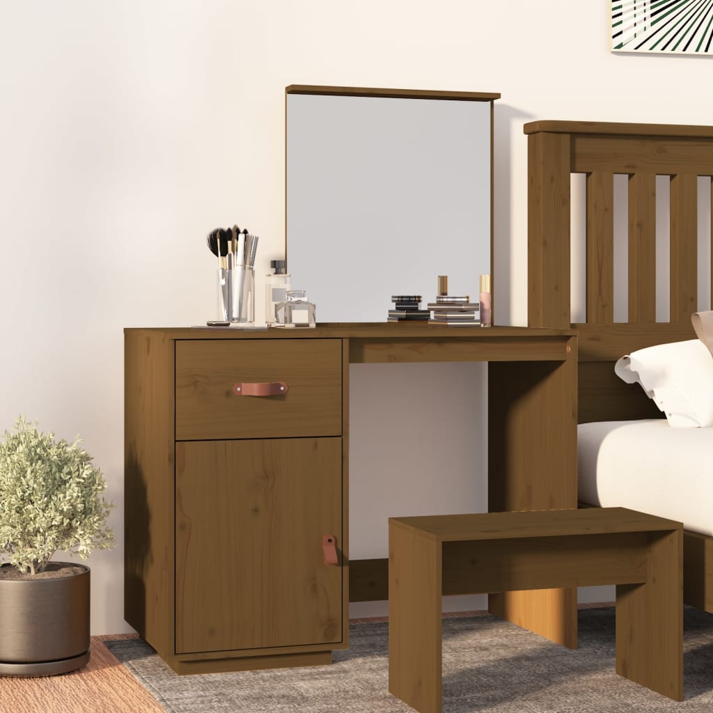 Sminkebord Honningbrun 95X50X134 Cm Heltre Furu