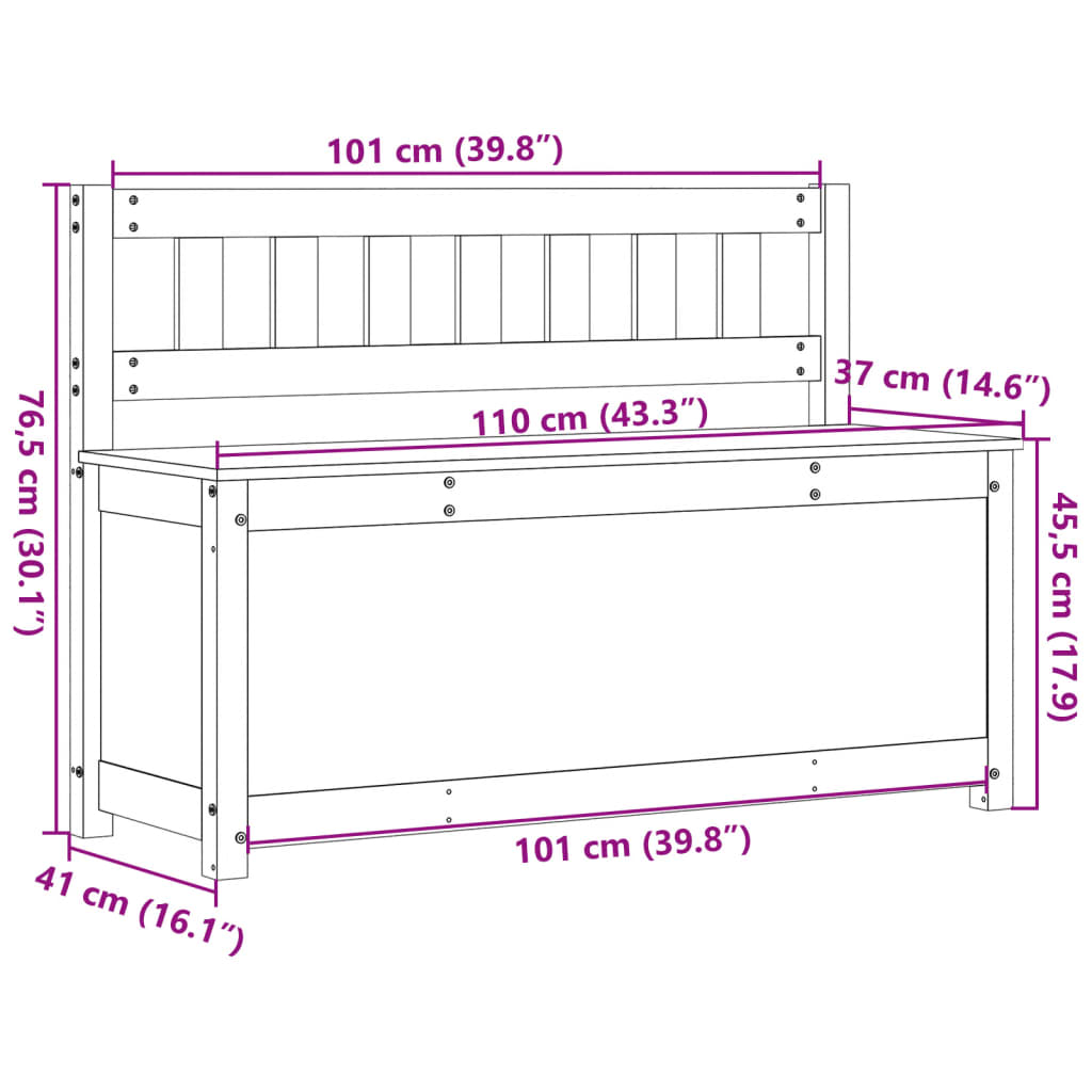 Benk 110X41X76,5 Cm Heltre Furu