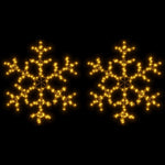 Julesnøfnuggfigurer Med Led 2 Stk Varmhvit 59X59 Cm