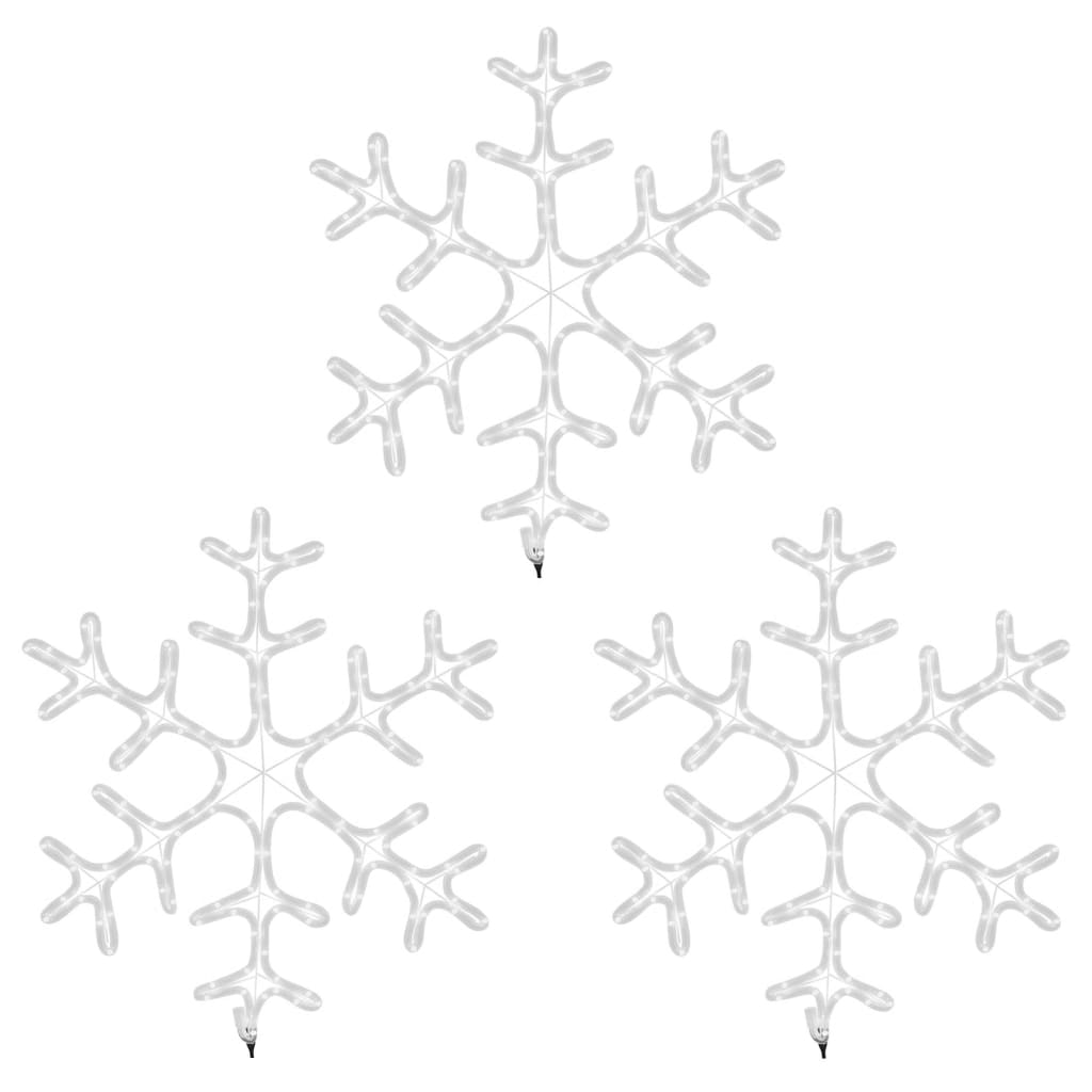 Julesnøfnuggfigurer Med Led 3 Stk Varmhvit 59X59 Cm