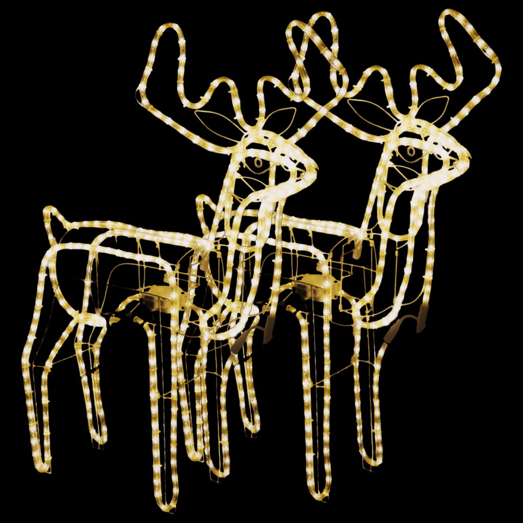 Julereinsdyrfigurer Med Bevegelige Hoder 2 Stk Varmhvit