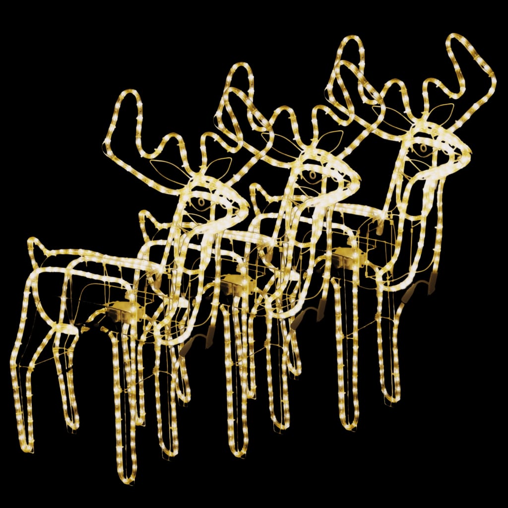 Julereinsdyrfigurer Med Bevegelige Hoder 3 Stk Varmhvit