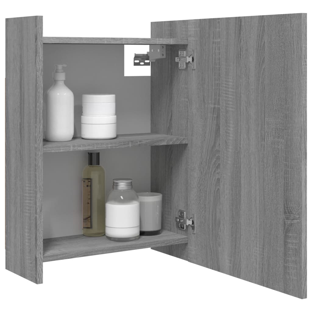 Baderomsskap Med Speil Grå Sonoma 62,5X20,5X64Cm Konstruert Tre