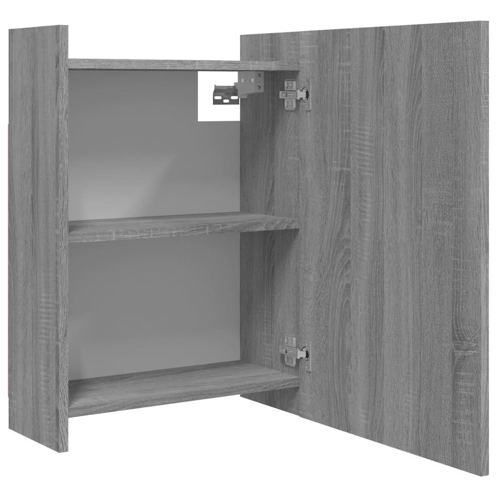 Baderomsskap Med Speil Grå Sonoma 62,5X20,5X64Cm Konstruert Tre