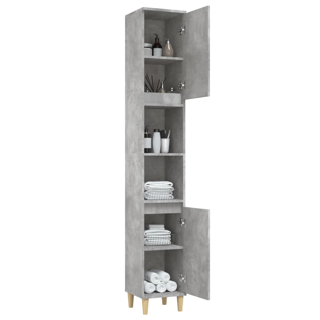 Baderomsskap Betonggrå 30X30X190 Cm Konstruert Tre