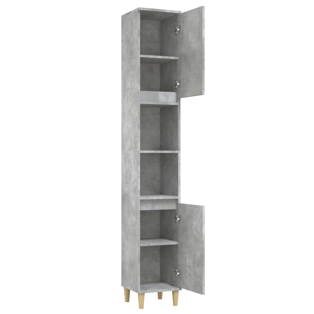 Baderomsskap Betonggrå 30X30X190 Cm Konstruert Tre