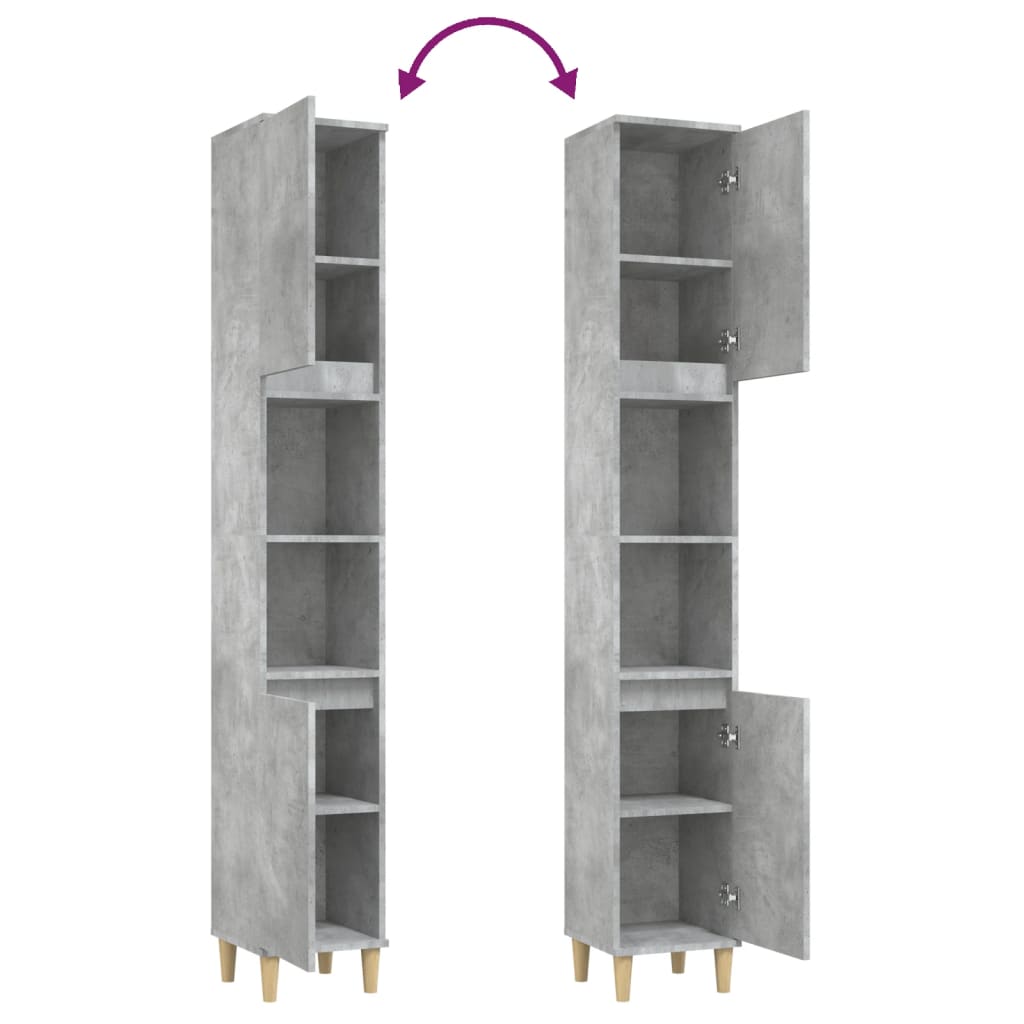 Baderomsskap Betonggrå 30X30X190 Cm Konstruert Tre