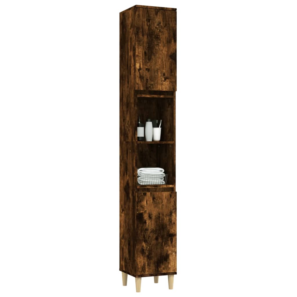 Baderomsskap Røkt Eik 30X30X190 Cm Konstruert Tre