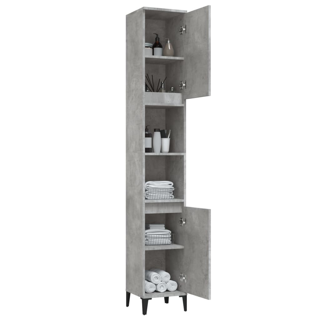 Baderomsskap Betonggrå 30X30X190 Cm Konstruert Tre