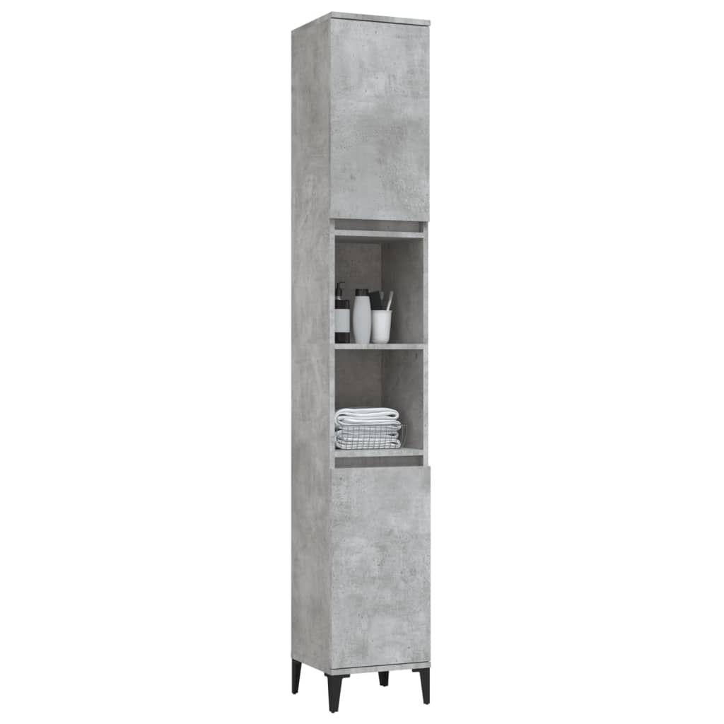Baderomsskap Betonggrå 30X30X190 Cm Konstruert Tre