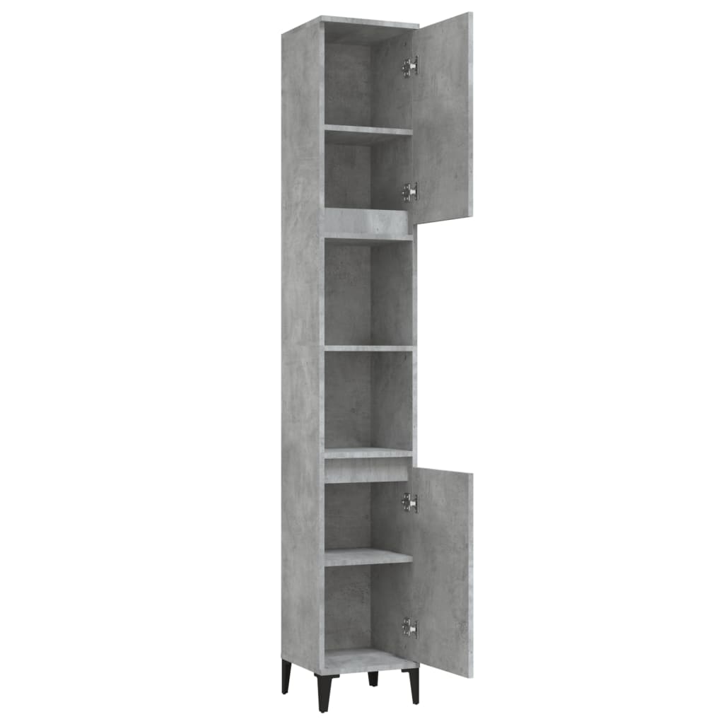 Baderomsskap Betonggrå 30X30X190 Cm Konstruert Tre