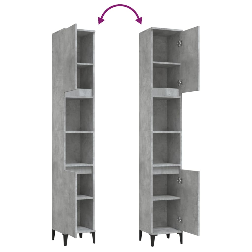 Baderomsskap Betonggrå 30X30X190 Cm Konstruert Tre
