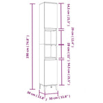 Baderomsskap Betonggrå 30X30X190 Cm Konstruert Tre