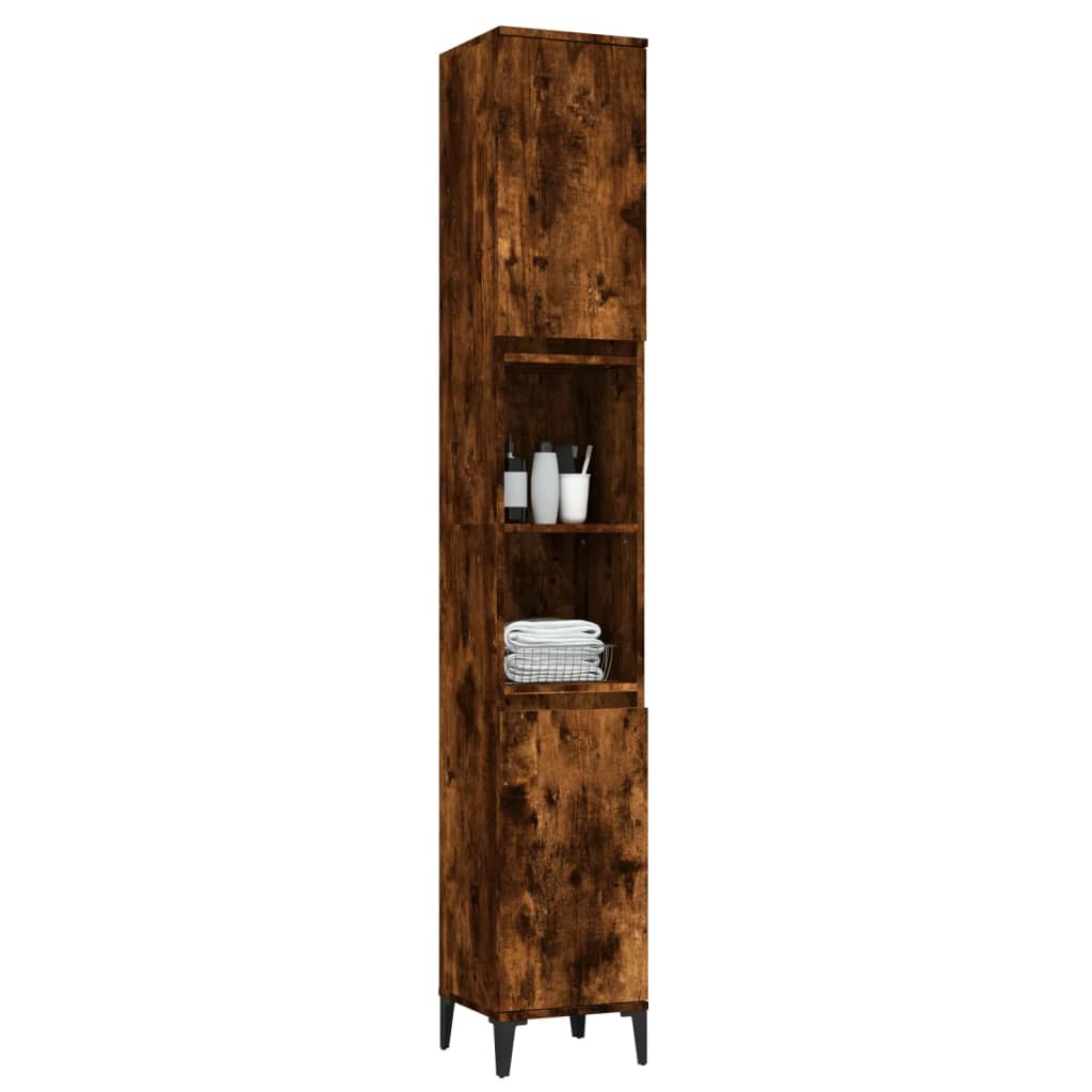 Baderomsskap Røkt Eik 30X30X190 Cm Konstruert Tre