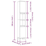 Baderomsskap Røkt Eik 30X30X190 Cm Konstruert Tre
