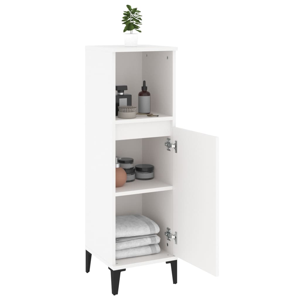 Baderomsskap Hvit 30X30X100 Cm Konstruert Tre