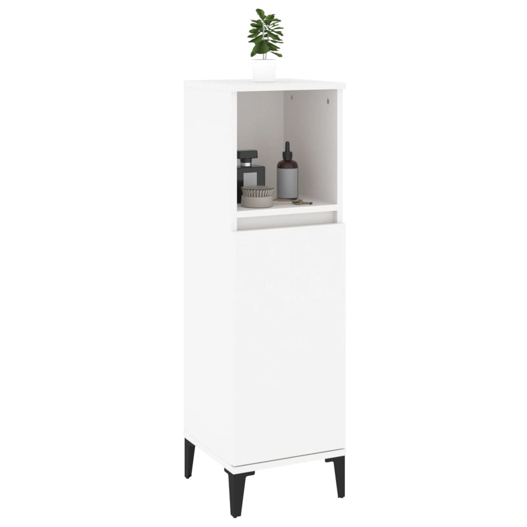 Baderomsskap Hvit 30X30X100 Cm Konstruert Tre