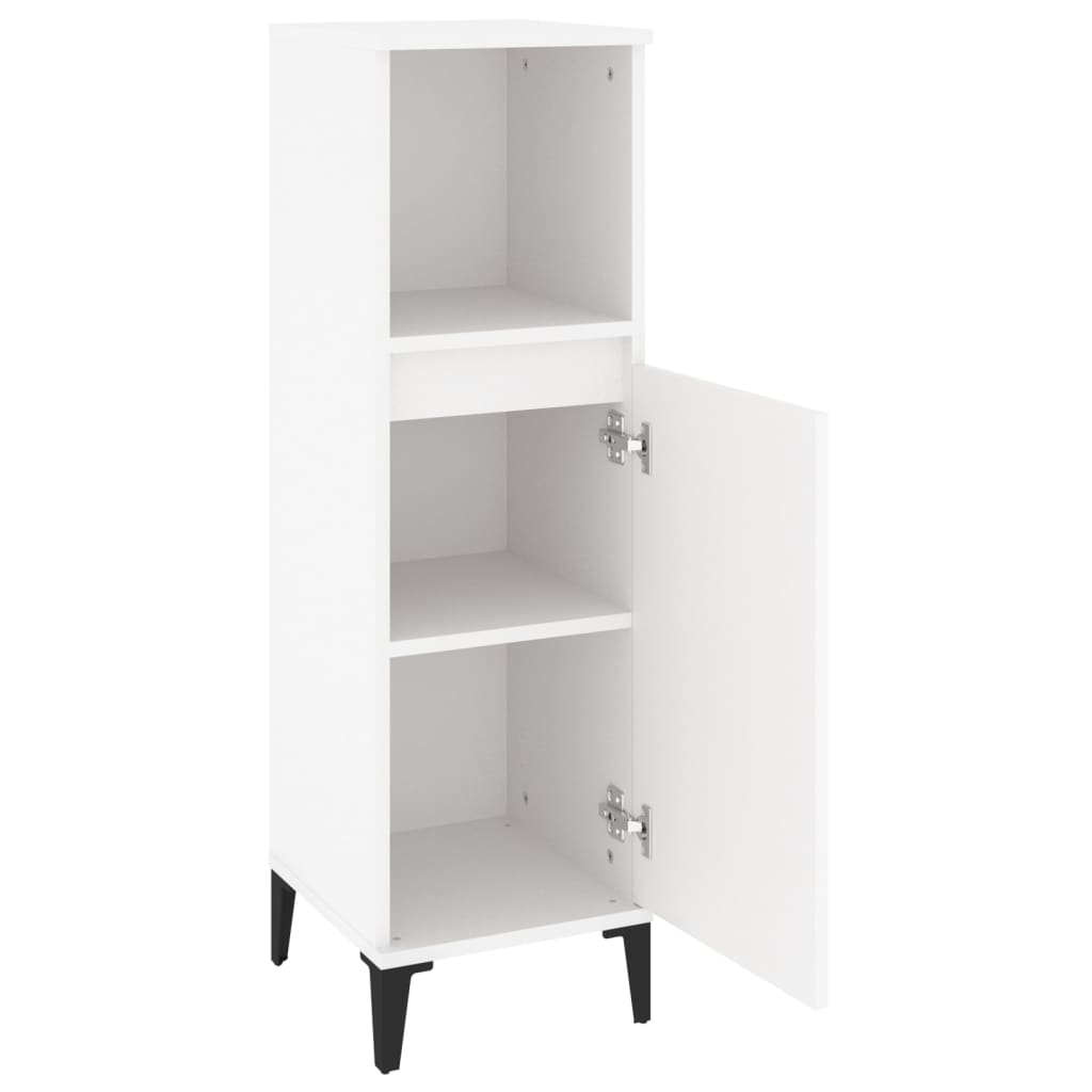 Baderomsskap Hvit 30X30X100 Cm Konstruert Tre