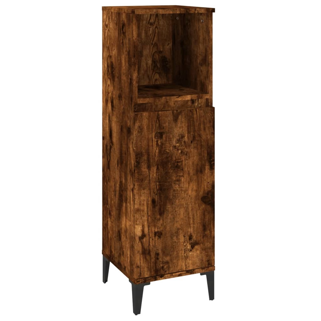 Baderomsskap Røkt Eik 30X30X100 Cm Konstruert Tre
