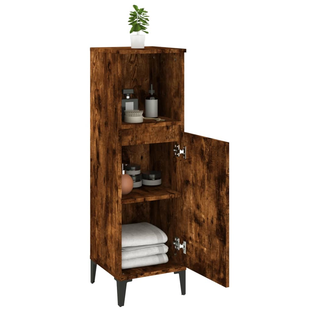 Baderomsskap Røkt Eik 30X30X100 Cm Konstruert Tre