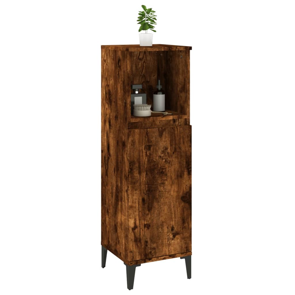Baderomsskap Røkt Eik 30X30X100 Cm Konstruert Tre
