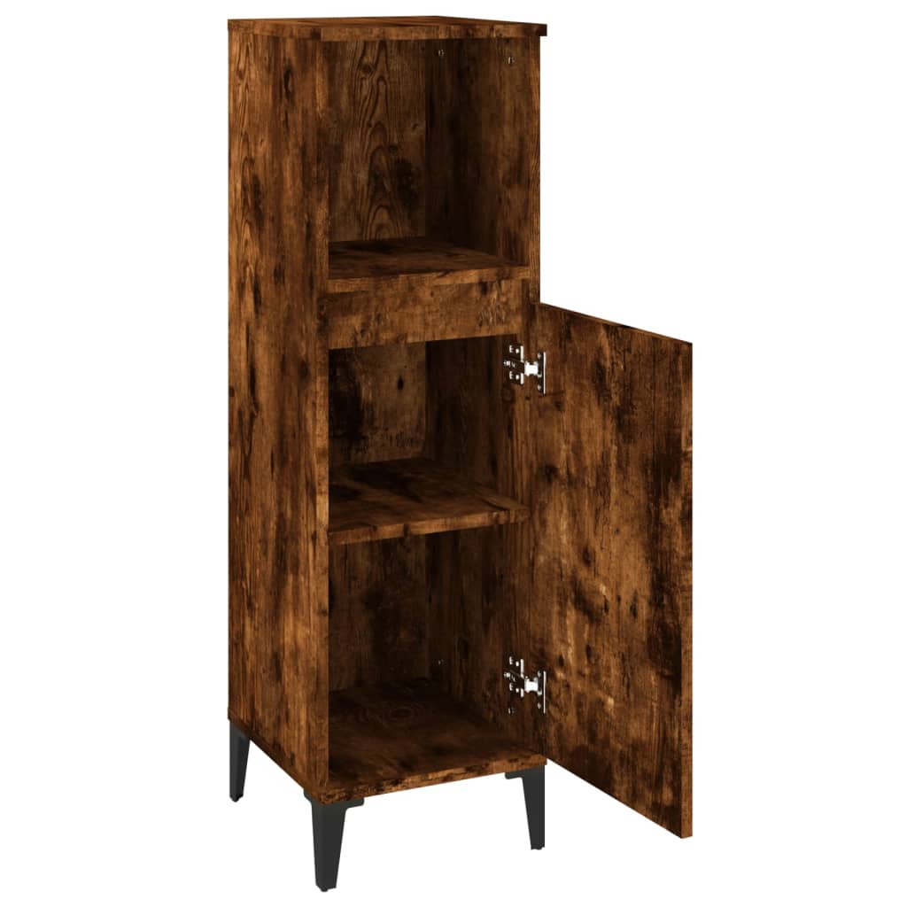 Baderomsskap Røkt Eik 30X30X100 Cm Konstruert Tre