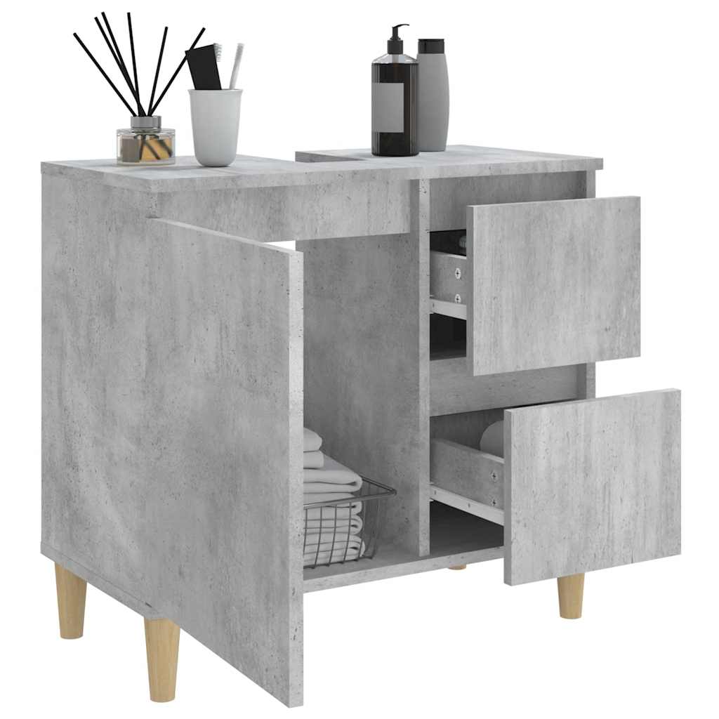Baderomsskap Betonggrå 65X33X60 Cm Konstruert Tre