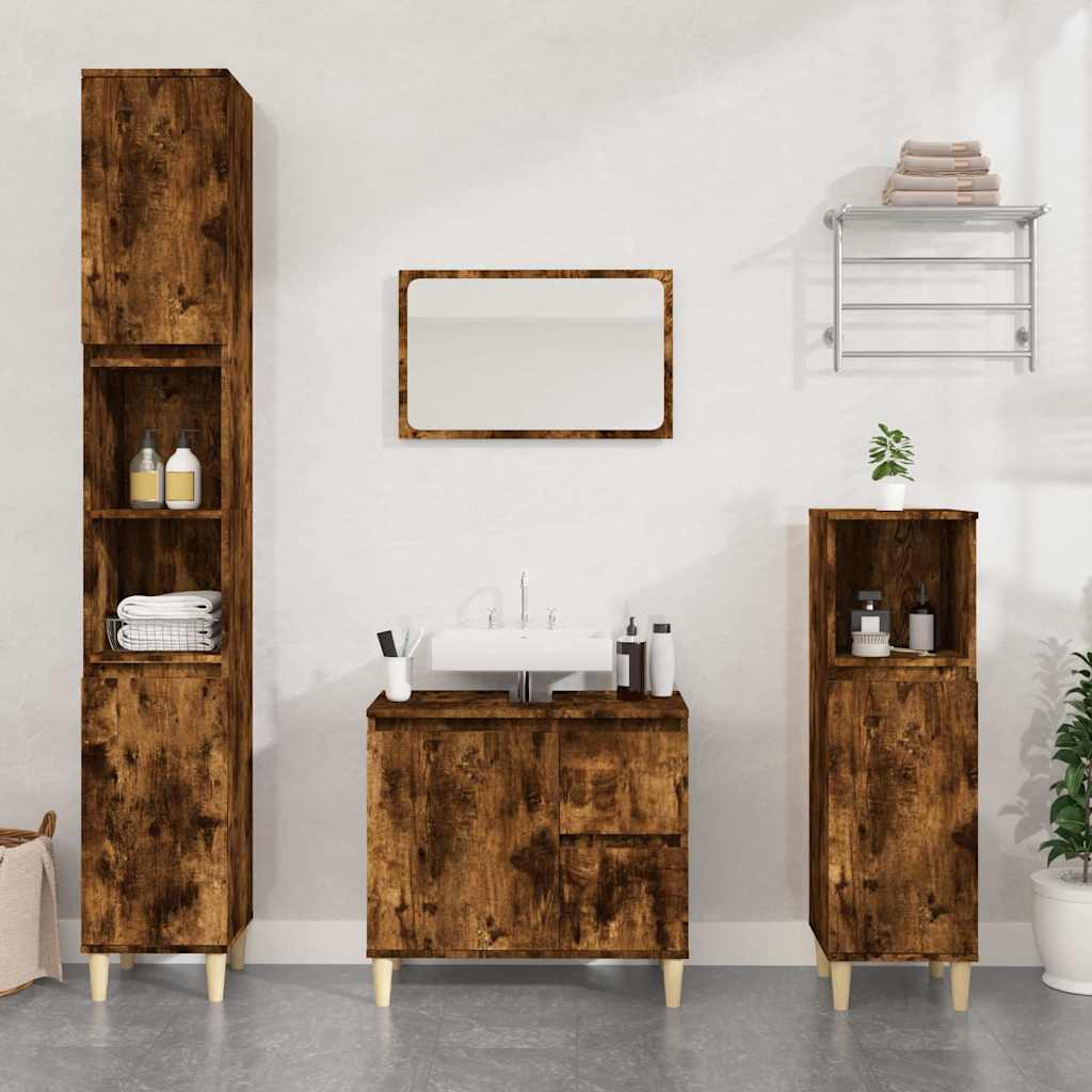 Baderomsskap Røkt Eik 65X33X60 Cm Konstruert Tre