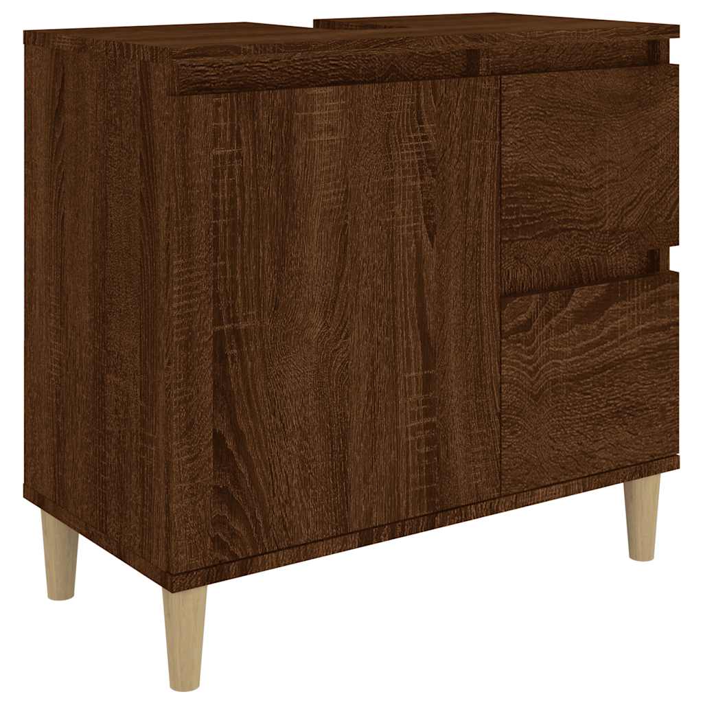 Baderomsskap Brun Eik 65X33X60 Cm Konstruert Tre
