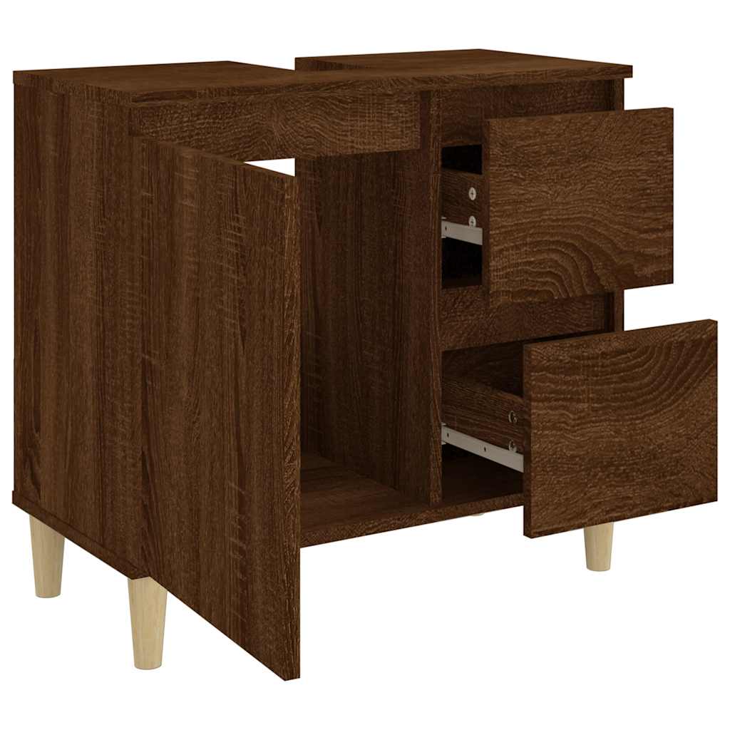Baderomsskap Brun Eik 65X33X60 Cm Konstruert Tre