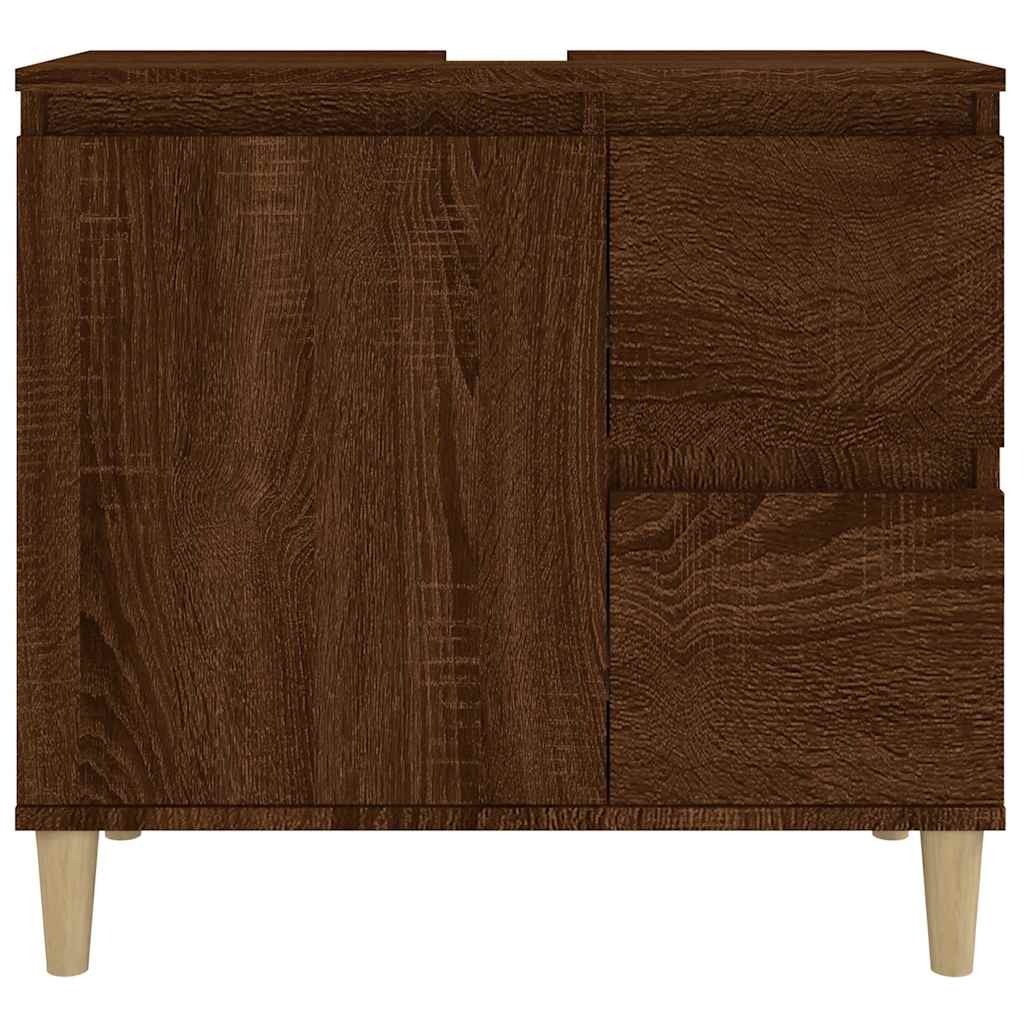 Baderomsskap Brun Eik 65X33X60 Cm Konstruert Tre