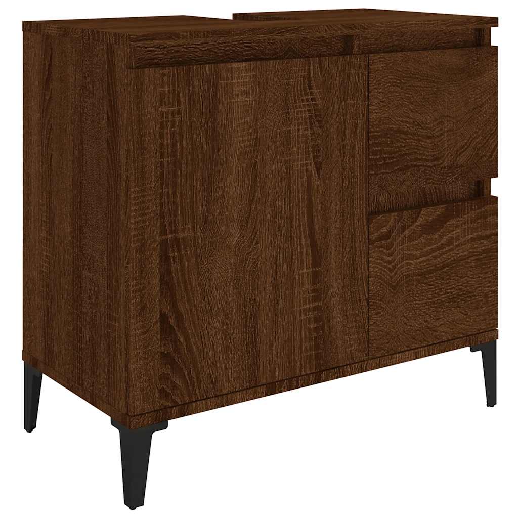 Baderomsskap Brun Eik 65X33X60 Cm Konstruert Tre