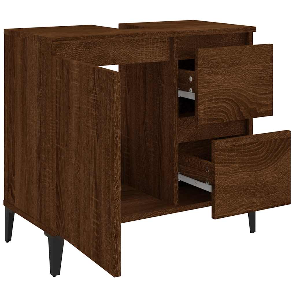 Baderomsskap Brun Eik 65X33X60 Cm Konstruert Tre