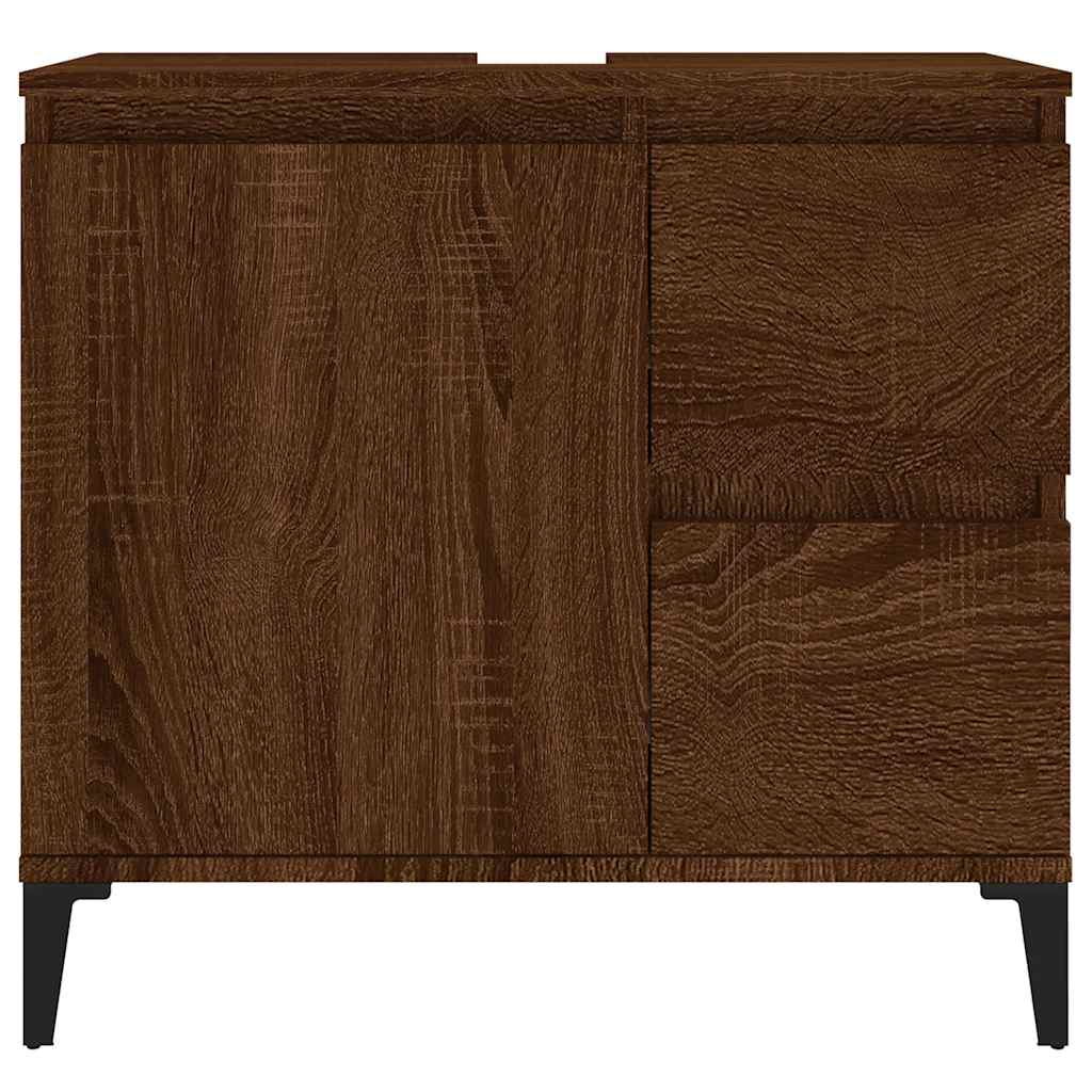 Baderomsskap Brun Eik 65X33X60 Cm Konstruert Tre