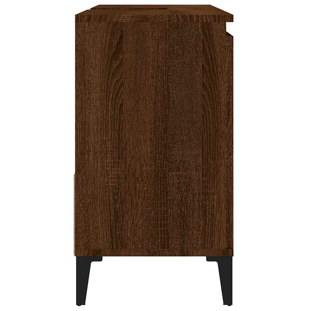 Baderomsskap Brun Eik 65X33X60 Cm Konstruert Tre