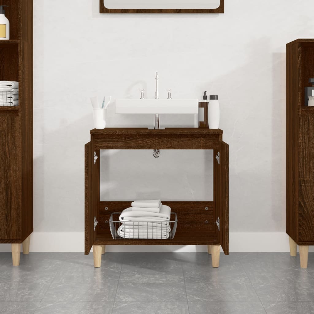 Servantskap Brun Eik 58X33X60 Cm Konstruert Tre