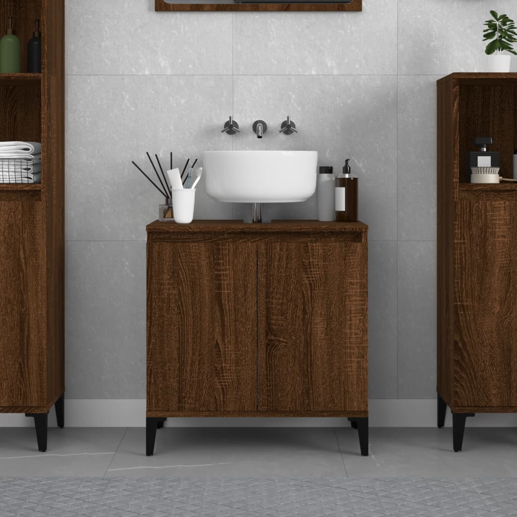 Servantskap Brun Eik 58X33X60 Cm Konstruert Tre