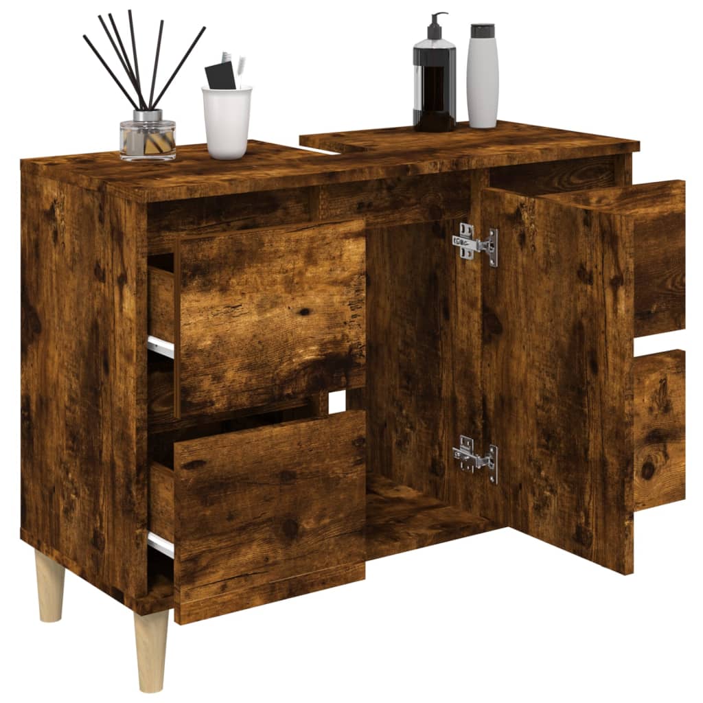 Servantskap Røkt Eik 80X33X60 Cm Konstruert Tre
