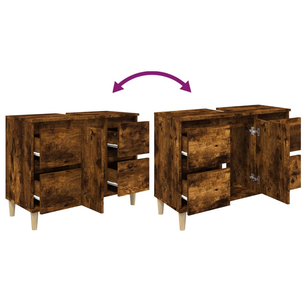 Servantskap Røkt Eik 80X33X60 Cm Konstruert Tre