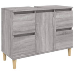Servantskap Grå Eik 80X33X60 Cm Konstruert Tre
